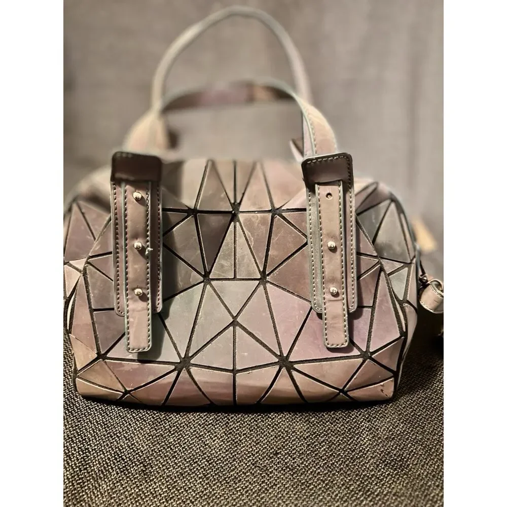 Geometric Holographic Prism Handbag Purse Matching Wallet Iridescent Crossbody